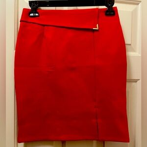 Red Business Skirt. Knee high length.